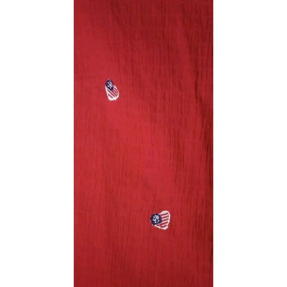Lemon Grass Sleeveless Embroidered Tank Poplin Red Hearts Flag Patriotic Medium - Picture 4 of 5